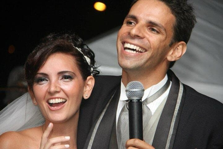 Virgínia no dia do seu casamento, ao lado de Cláudio Fernando